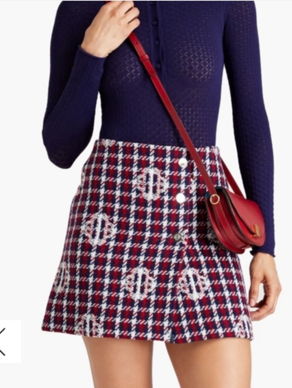 Maje Plaid Tweed Mini Skirt XS S